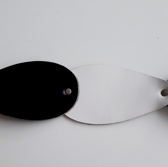 BLACK AND WHITE LEATHER BELT - Picture 6 of 9